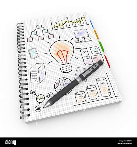 Ideas concept illustration design over a notebook Stock Photo - Alamy