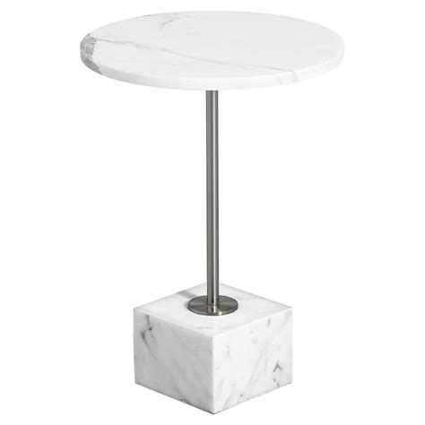 Interlude Rian Modern Classic Round White Marble End Table | Marble end tables, Marble side ...