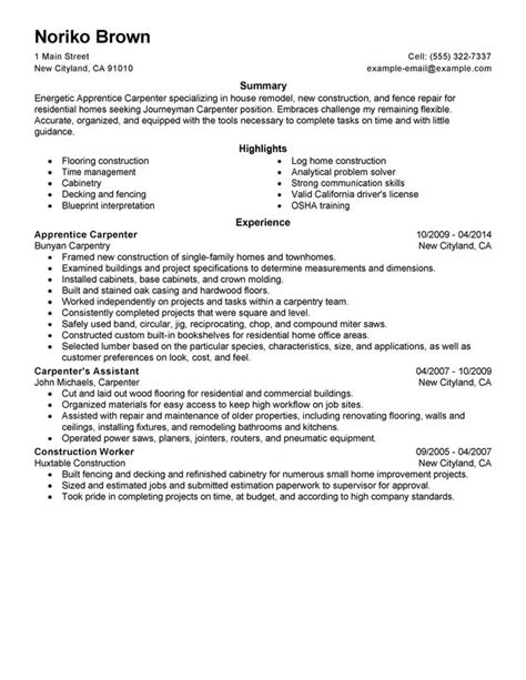 Carpenter Resume Examples