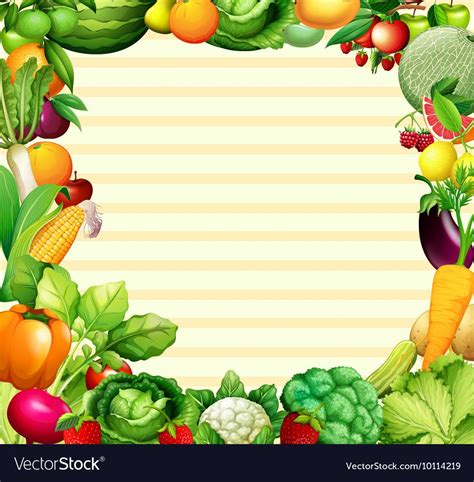 Frame design with vegetables and fruits Royalty Free Vector | Fruit illustration, Frame design ...