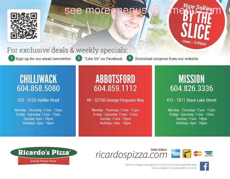 Online Menu of Ricardos Pizza Restaurant, Abbotsford, British Columbia ...