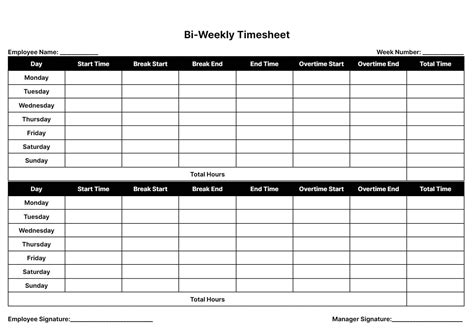 Printable Time Sheet