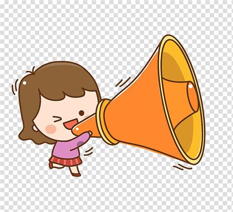 Girl holding megaphone illustration, Cartoon Information, Little girl ...