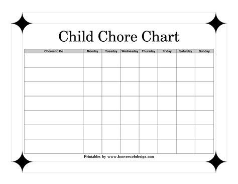 免费 Children's Printable Chore Chart | 样本文件在 allbusinesstemplates.com