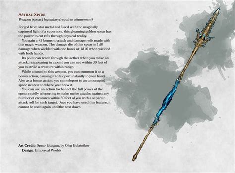 Astral Spire - a legendary star-forged spear, made with Monks in mind ...