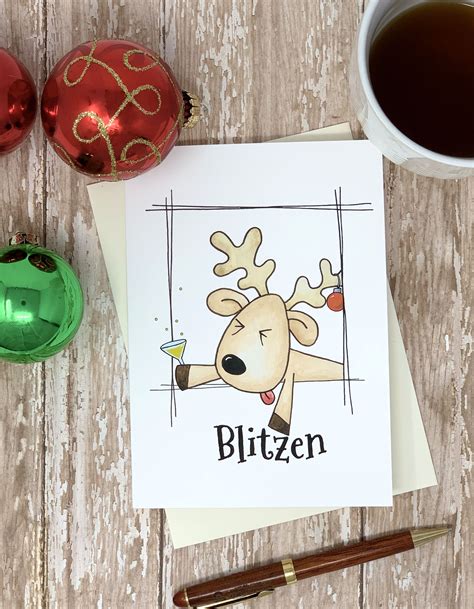 Funny Christmas Card Blitzen | Etsy | Holiday cards handmade, Christmas cards handmade ...