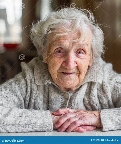 Very Old Woman Standing, Holding Cane Royalty-Free Stock Image ...