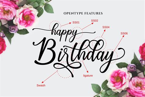 Happy Birthday // Pretty font (372470) | Script | Font Bundles