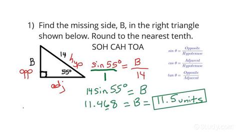 Using Trigonometric Ratios to Solve for a Side of a Right Triangle ...