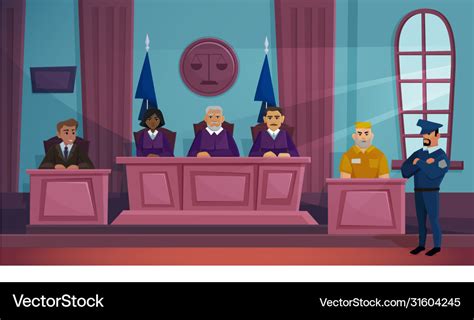 Court law justice cartoon Royalty Free Vector Image