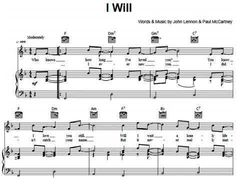 The Beatles - I Will Free Sheet Music PDF for Piano | The Piano Notes