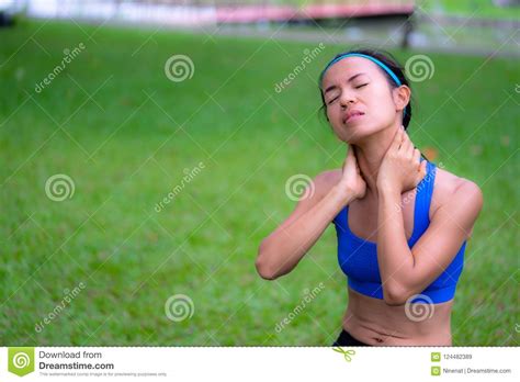 Athlete Girl Having Sore Neck after Exercise, Sport Women Health Stock Image - Image of person ...
