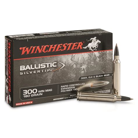 Winchester Supreme Ballistic Silvertip, .300 Winchester Magnum, BST, 180 Grain, 20 Rounds ...