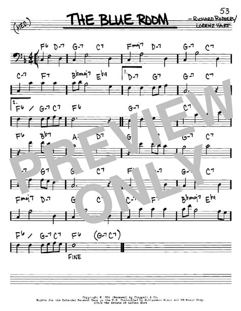 The Blue Room sheet music by Rodgers & Hart (Real Book - Melody ...