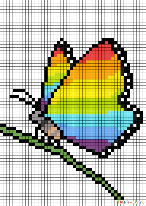 Pixel Art papillon : le coloriage de Tête à modeler