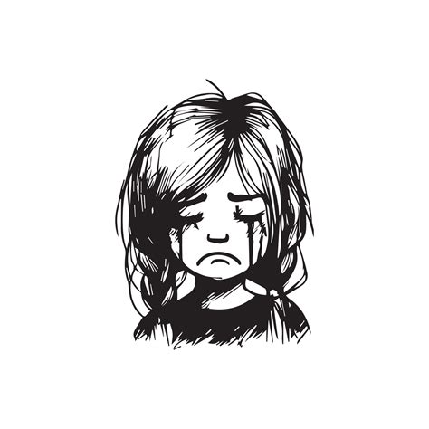 Sad Girl Face Scrible black and white 37976437 Vector Art at Vecteezy