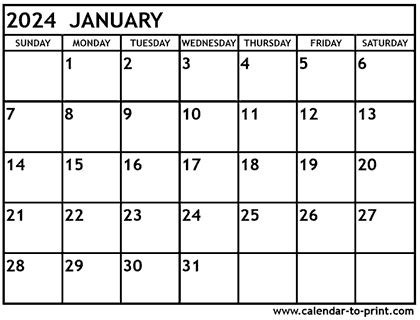 Calendar Clipart January 2024 - Calendar 2024 All Holidays