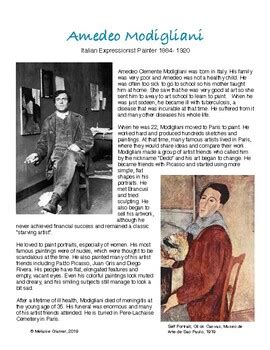 Modigliani Biography for Kids by Outside the Lines Art Studio | TpT