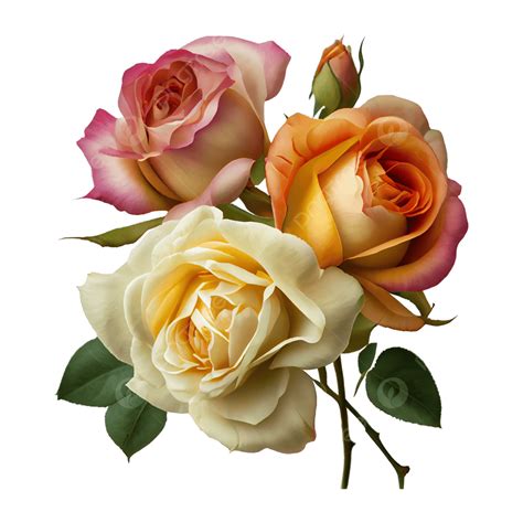 Three Pink Roses And Yellow Roses, Pink Rose, Yellow Rose, Three Flowers PNG Transparent Image ...