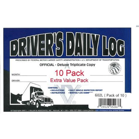 J.J. Keller 602L Drivers Daily Log Book with Simplified DVIR, 3-Ply, Book Format, w/Carbon, w ...