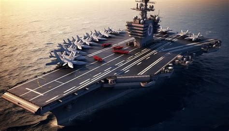 Premium AI Image | Carrier based aircraft launches and takes off