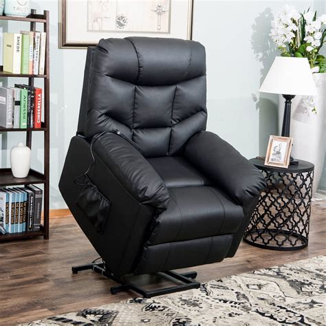 Clearance! Electric Lift Recliners for Elderly, Black PU Leather Lift ...