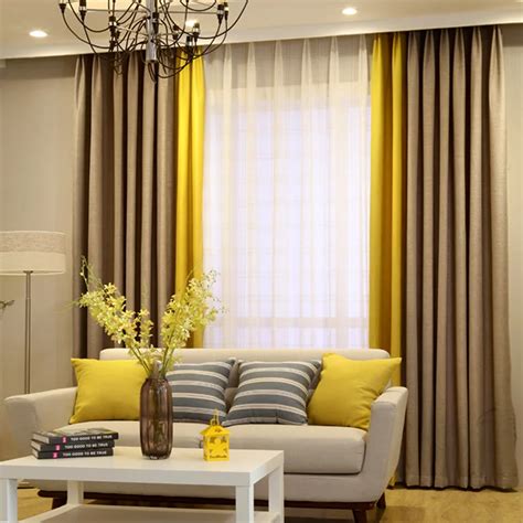 Modern linen curtain designs splice colors curtains for living room solid window curtains for ...