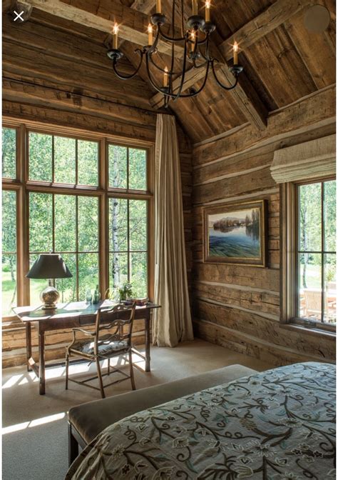 I want large windows like these in my cabin | Cabin style, Rustic cabin, Cabin bedroom