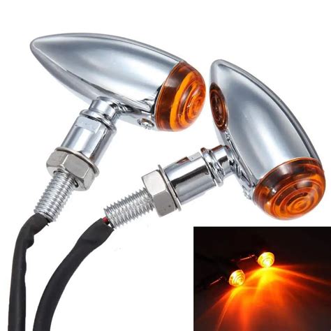 1 Pair LED Motorcycle Mini Bullet Turn Signal Blinker Light for Harley Black Chrome-in Car Light ...