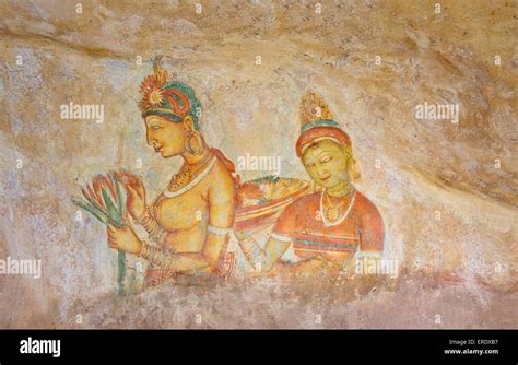 Sigiriya Rock Cave Wall Paintings, Sri Lanka Stock Photo - Alamy