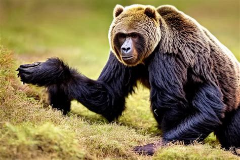 a grizzly bear gorilla!!! hybrid! hyper realistic!! | Stable Diffusion