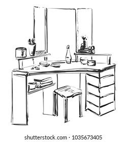 Dressing Table Mirror Vector Sketch Furniture Stock Vector (Royalty Free) 1035673405 | Shutterstock