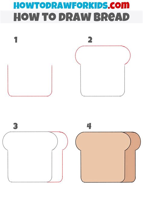 how to draw bread step by step | Drawing tutorials for kids, Easy ...