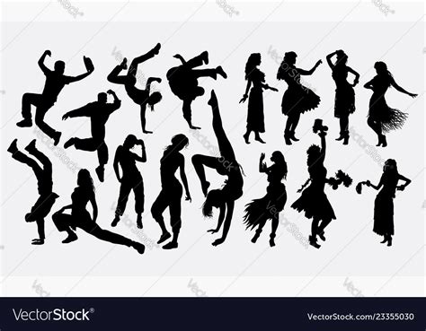 Hula girl and dancer silhouette Royalty Free Vector Image