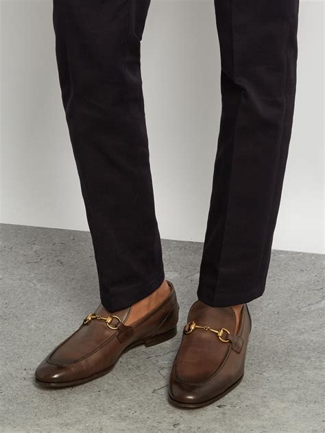 Lyst - Gucci Jordaan Leather Loafers in Brown for Men