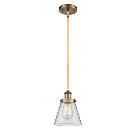 Innovations Cone 1 Light Brushed Brass Cone Pendant Light with Clear Glass Shade 916-1S-BB-G62 ...