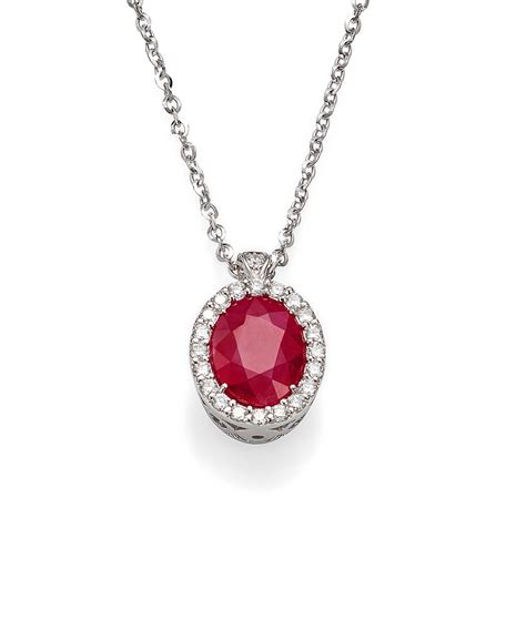 18ct White Gold Ruby & Diamond Pendant – Campione Jewellery