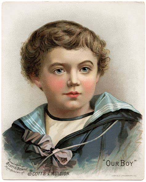 Old Design Shop ~ free digital image: Our Boy, Scott's Emulsion Victorian advertising card ...