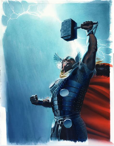 Wizard #205 Thor Cover Painting, in Mike Mayhew's Wizard Magazine Art Comic Art Gallery Room