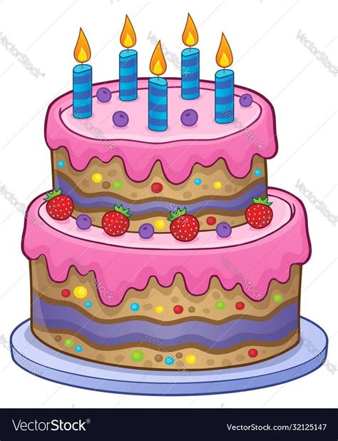 Birthday cake with 5 candles vector image on VectorStock | Birthday cake, Cake, Birthday