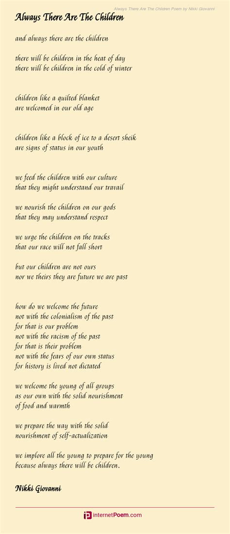 Always There Are The Children Poem by Nikki Giovanni