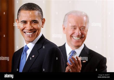 US President Barack Obama and Vice President Joe Biden smile during the ...