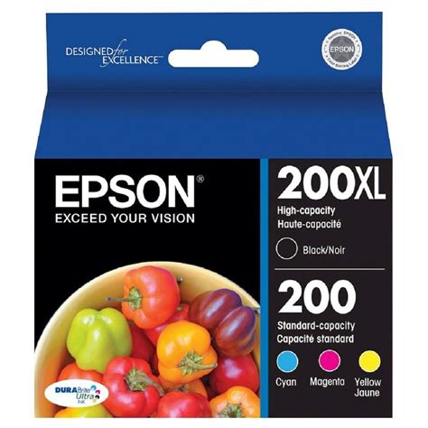 Epson 200XL Black, 200 C/M/Y Combo 4pk Ink Cartridges - Black, Cyan, Magenta, Yellow (T200XL-BCS ...