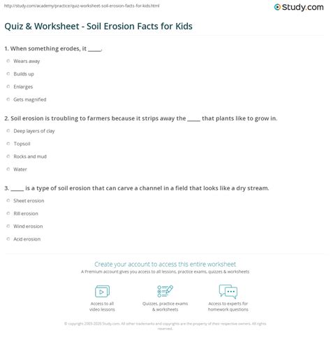 Quiz & Worksheet - Soil Erosion Facts for Kids | Study.com