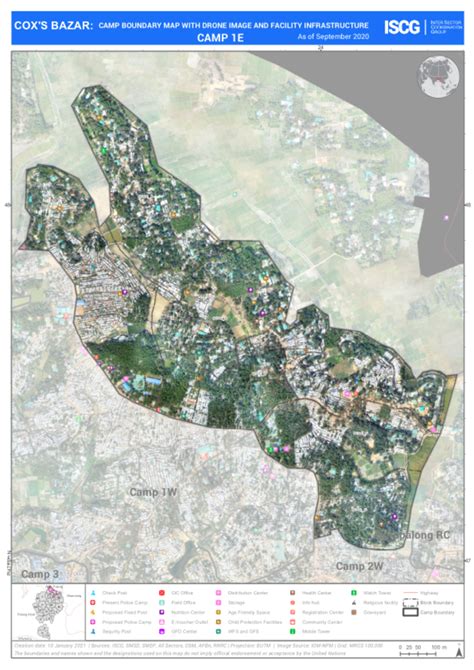 Bangladesh: Camp boundary map with drone image and facility ...