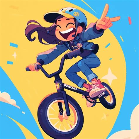 Premium Vector | A Anchorage girl goes offroad unicycling in cartoon style
