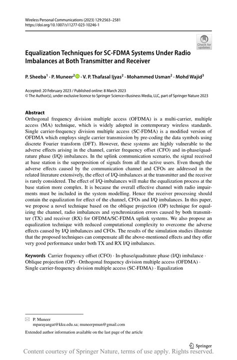 Equalization Techniques for SC-FDMA Systems Under Radio Imbalances at ...