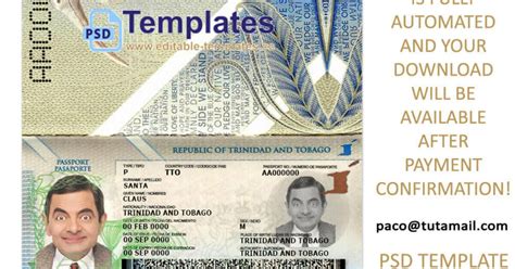 Trinidad and Tobago Passport Template | Editable-Templates