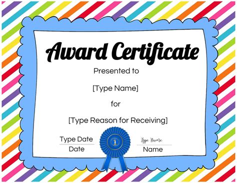 Free Children S Award Certificate Templates - Printable Form, Templates and Letter