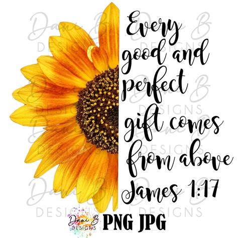 Sunflower Bible Verse Digital Image, Every Good and Perfect Gift, James ...